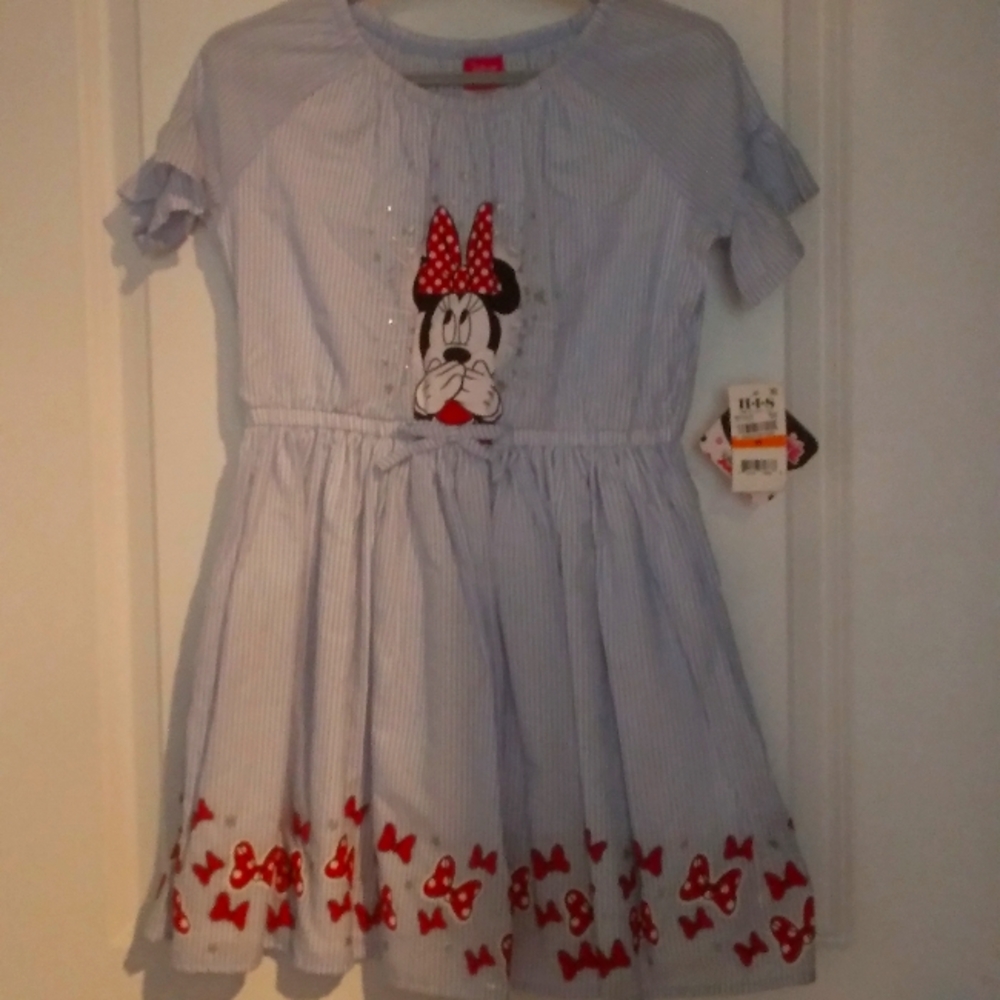 Minnie mouse dress size 6x blue and white